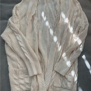Elegant Cream Cable Knit Cardigan